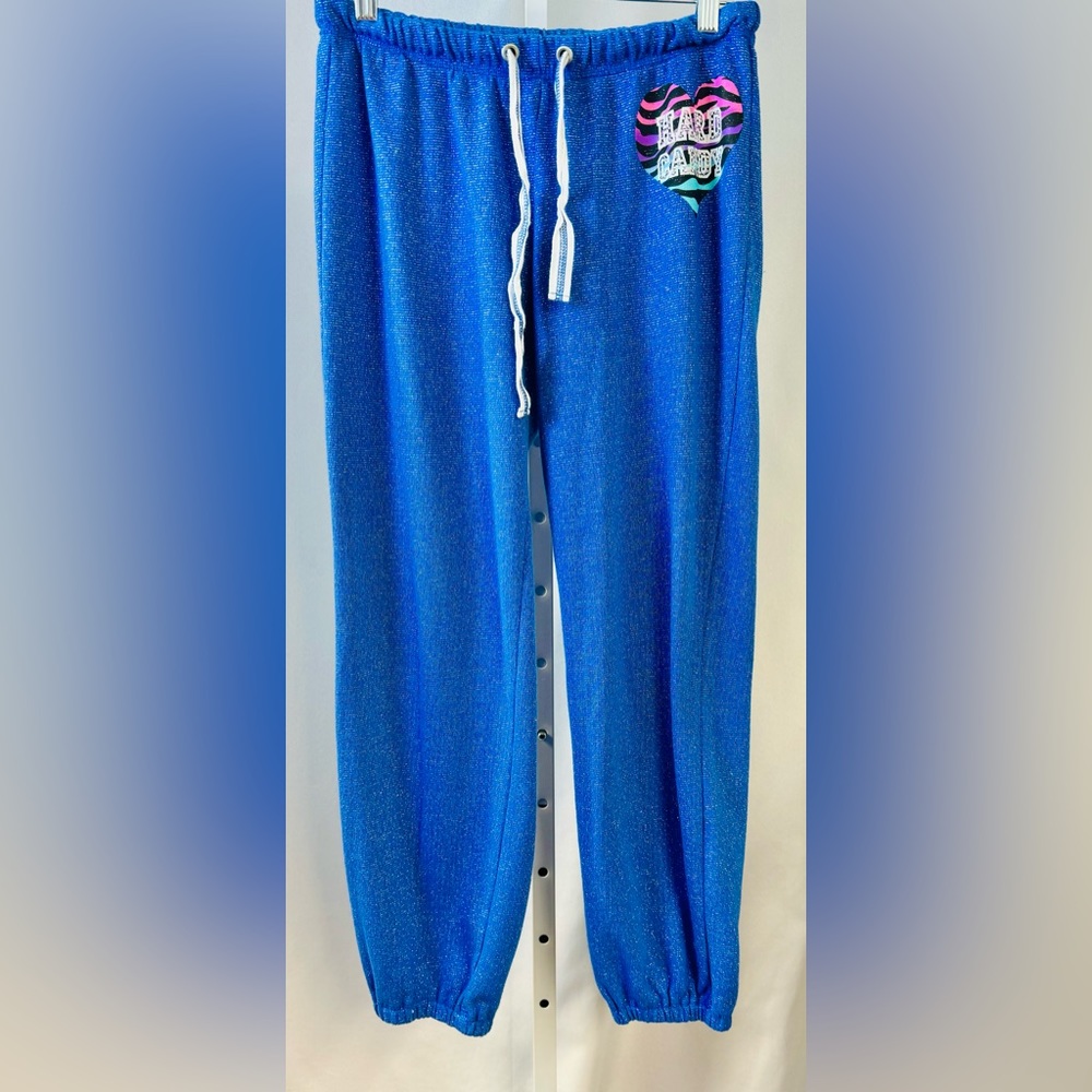 Hard Candy Royal Blue w/metallic Thread Bedazzled Heart Joggers size‎ M(7-9)